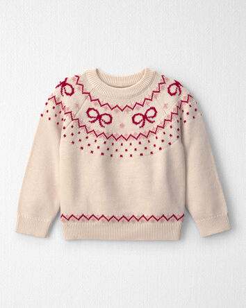 Toute-petit fille - Chandail tricot motif jacquard en coton biologique, 