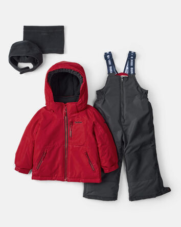 Tout-petit garçon - Habit de neige 2 pièces uni - Rouge, 