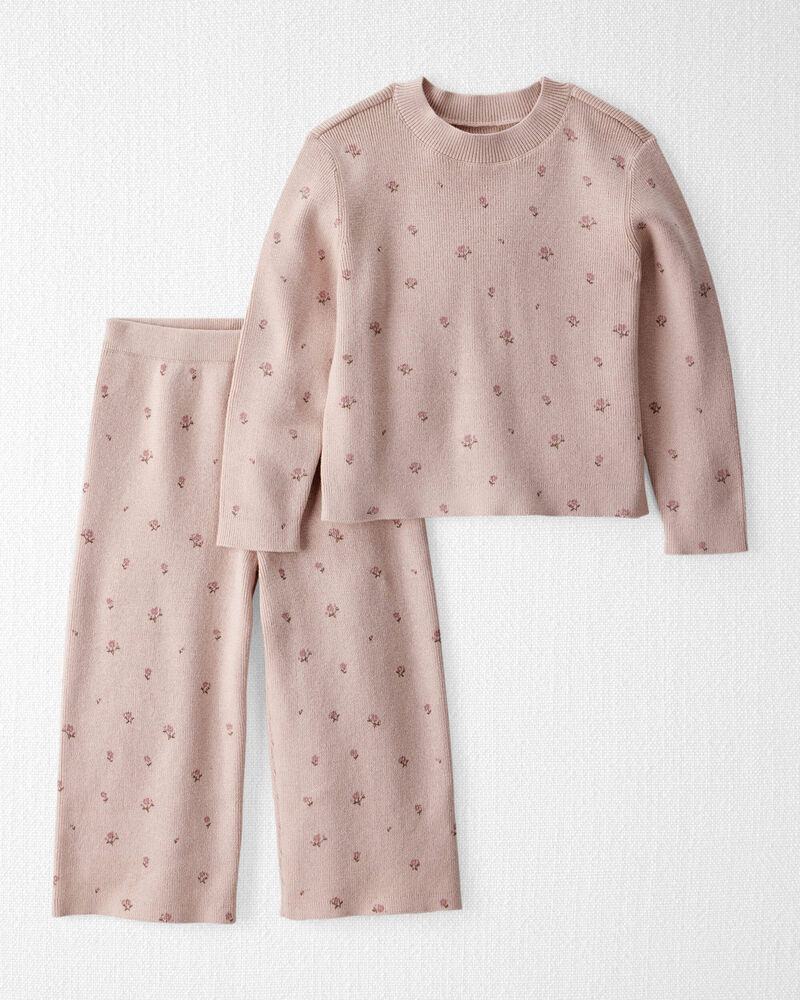 Toddler Girl 2-Piece Organic Cotton Sweater Knit Top & Pant Set, image 1 of 4 slides