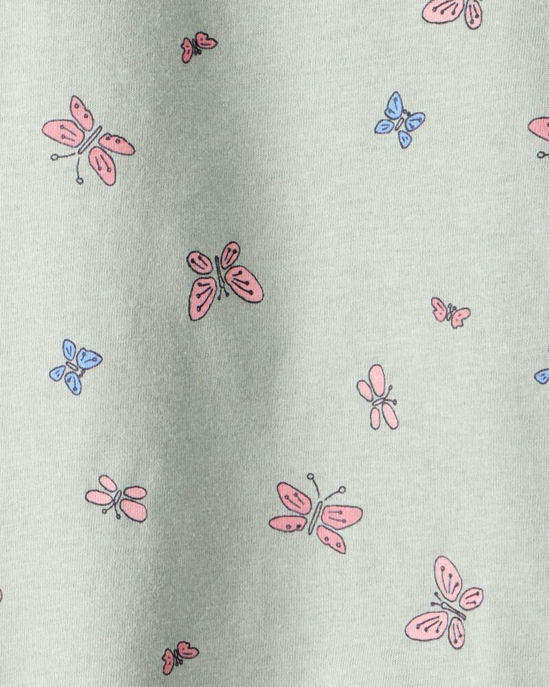 Toddler Girl Butterfly Print Long Sleeve Tee - Green, image 2 of 3 slides