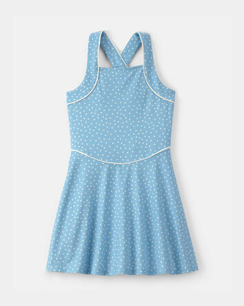 Girls Polka Dot Active Dress - Blue, 