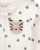 Baby Boy Tiger Print 2-Way Zip Cotton Sleeper, image 2 of 4 slides