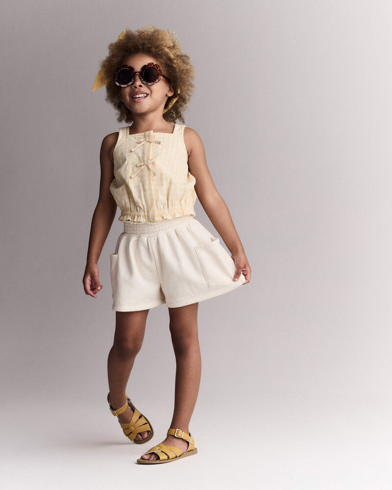 Toddler Girl Fleece Swing Short with Pockets - Cream, image 3 of 7 slides