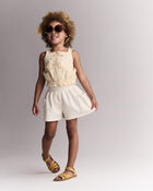 Toddler Girl Fleece Swing Short with Pockets - Cream, image 3 of 7 slides
