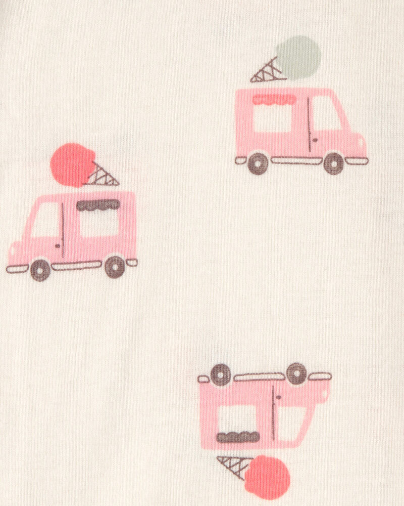 Baby Girl 2-Pack Ice Cream Truck 100% Cotton Snug Fit 1-Piece pyjama - Pink/Ivory, image 4 of 5 slides