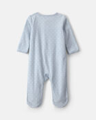 Baby Girl Unicorn Fleece 2-Way Zip Sleepers - Blue, image 2 of 6 slides