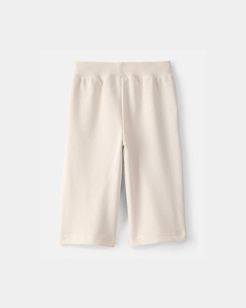 Baby Girl French Terry Wide-Leg Active Pants - Ivory, image 2 of 4 slides