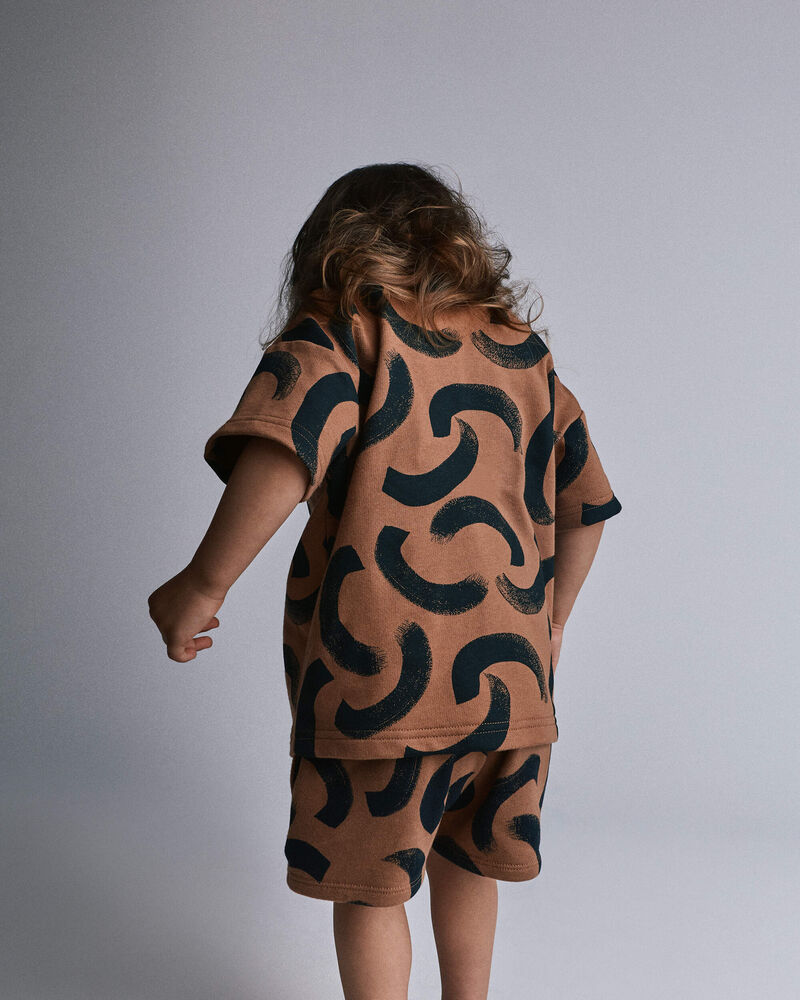 Toddler Boy Button-Down Short-Sleeve Shirt in Abstract Print - Brown, image 4 of 5 slides