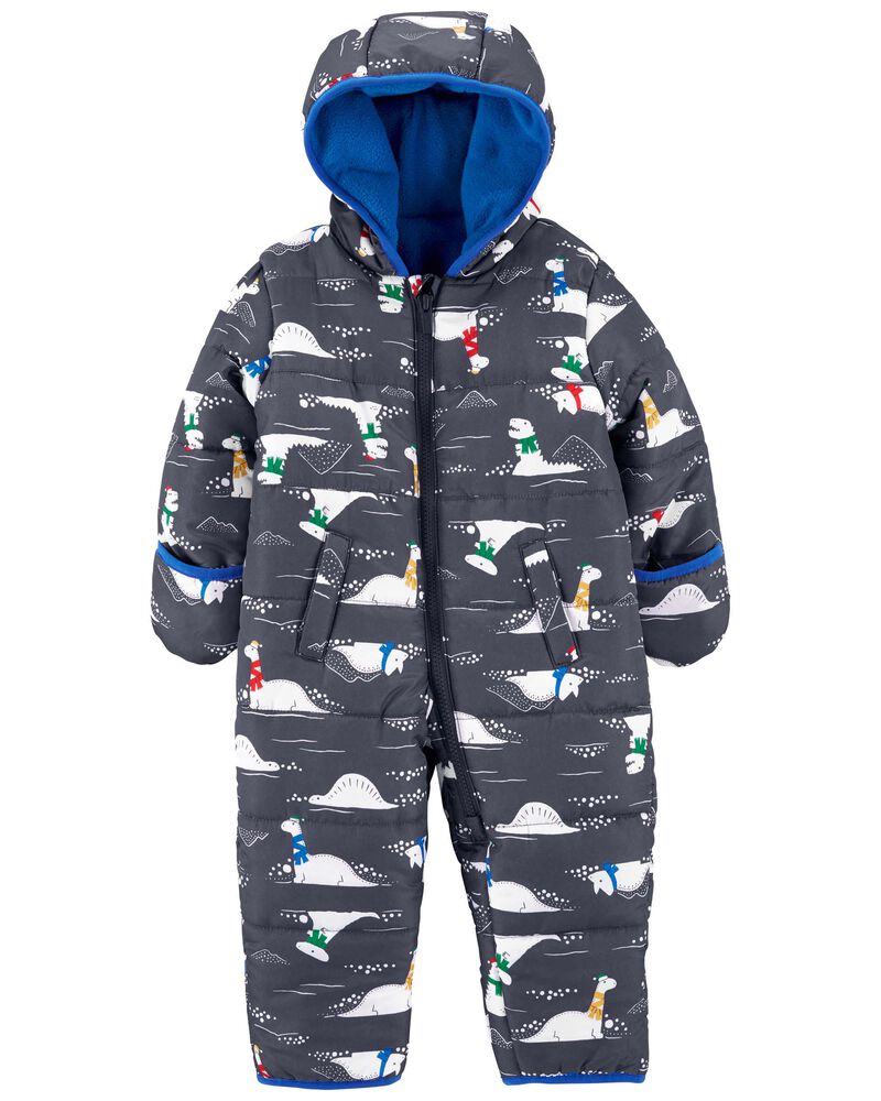 Dino Print Snowsuit, image 1 of 3 slides