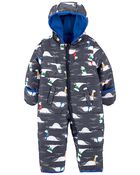 Dino Print Snowsuit, image 1 of 3 slides