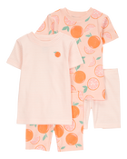 Baby Orange Print Snug Fit Cotton 4-Piece Pyjamas, image 1 of 5 slides