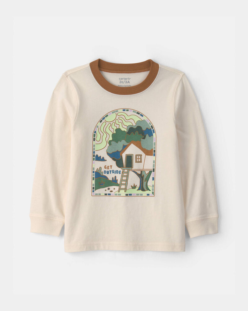 Toddler Boy 'Get Outside' Long-Sleeve Graphic Tee - Ivory, image 1 of 3 slides