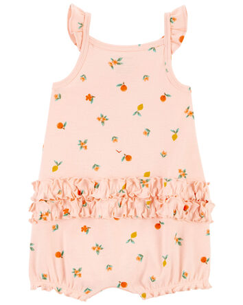 Baby Peach Snap-Up Cotton Romper, 