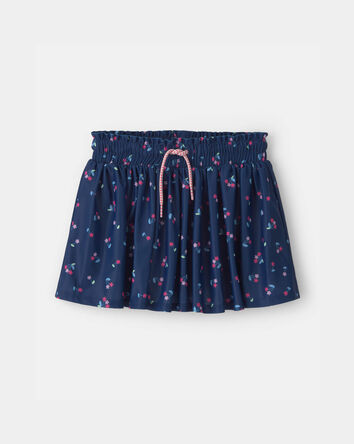 Filles - Jupe-short de sport &agrave; motif floral - Bleu marine, 