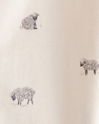 Baby Sheep Print 100% Cotton Long-Sleeve Sleeper - Brown, image 3 of 4 slides
