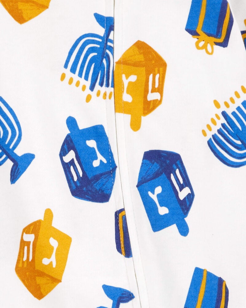 Baby Hanukkah 2-Way Zip Cotton Sleeper Pyjamas, image 2 of 4 slides