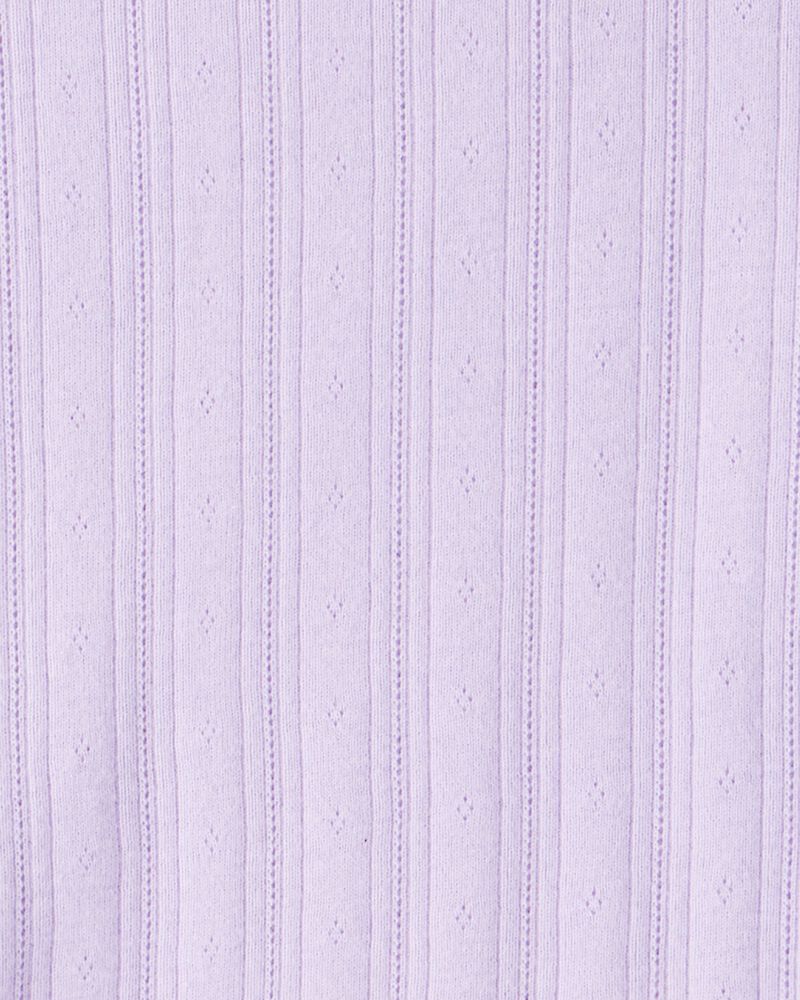Girls Pointelle Long-Sleeve Top - Purple, image 3 of 4 slides