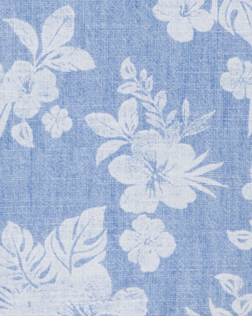 Kid Chambray Tropical Print Button-Front Shirt-Blue, 