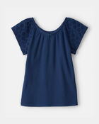 Girls Eyelet Top - Navy Blue, image 1 of 3 slides