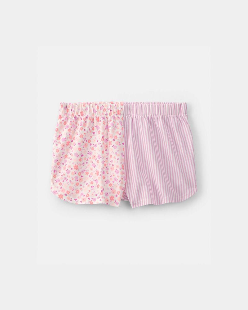 Toddler Girl Floral Striped Short-Sleeve Loose Fit 2-Piece pyjama Set - Pink, image 2 of 5 slides