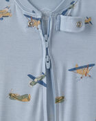 Baby Boy Plane PurelySoft 2-Way Zip 1-Piece Pyjama - Blue, image 2 of 7 slides