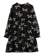 Kid Bow Print Chiffon Holiday Dress, image 2 of 4 slides