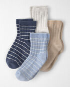 Toddler 4-Pack Ankle Socks in Stripes Made with Organic Cotton, image 1 of 3 slides