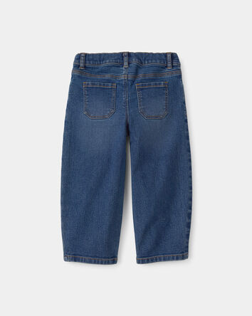 Toddler Girl Floral Barrel Jeans - Dark Wash, 