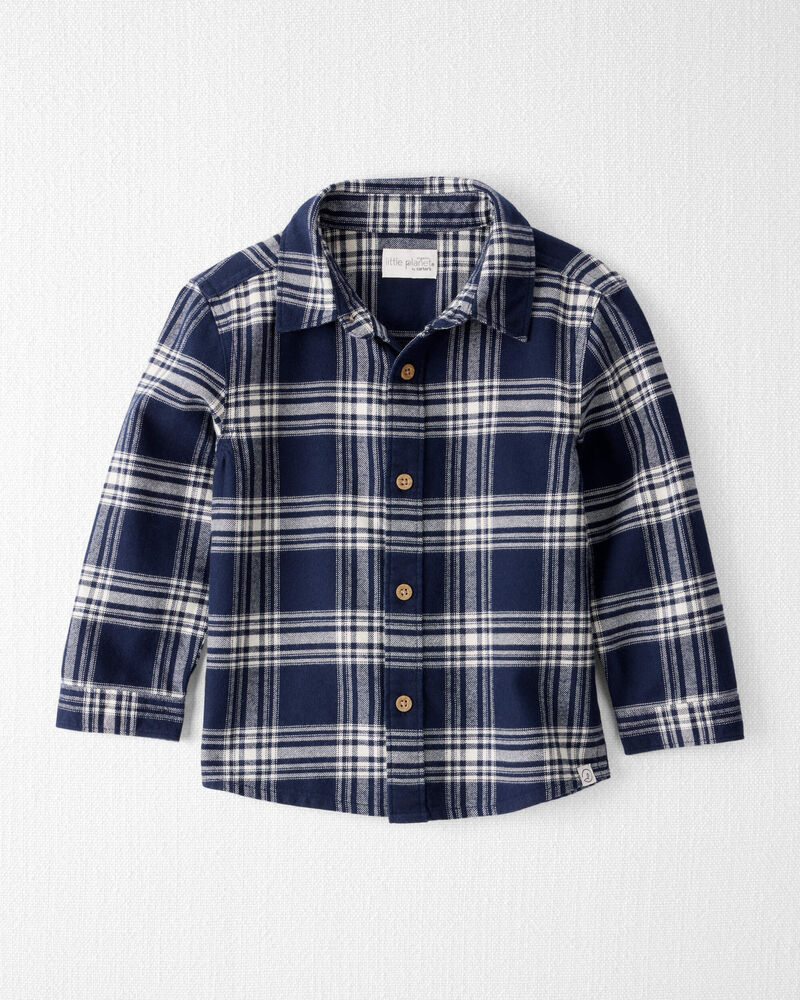 Toddler Organic Cotton Button-Front Flannel Shirt, image 1 of 4 slides