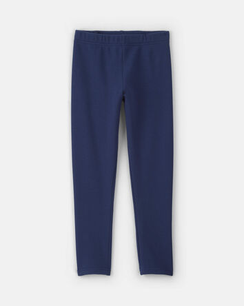 Girls Fleece Pull-On Stretch Leggings - Navy Blue, 