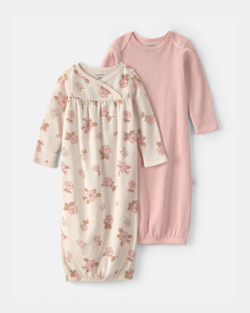 Baby Girl 2-Pack Floral Sleeper Gowns - Pink, 