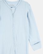 Baby Boy Solid 2-Way Zip PurelySoft Sleeper Pyjamas - Blue, image 3 of 6 slides