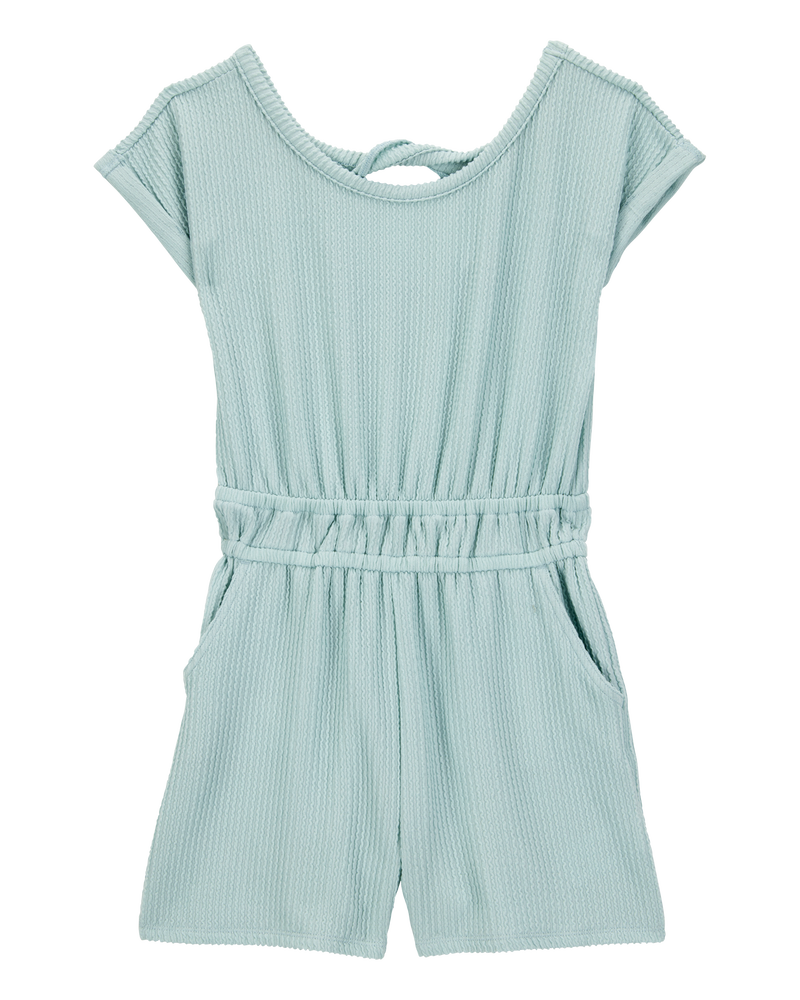 Kid Ribbed Textured Romper - Green, image 1 of 4 slides