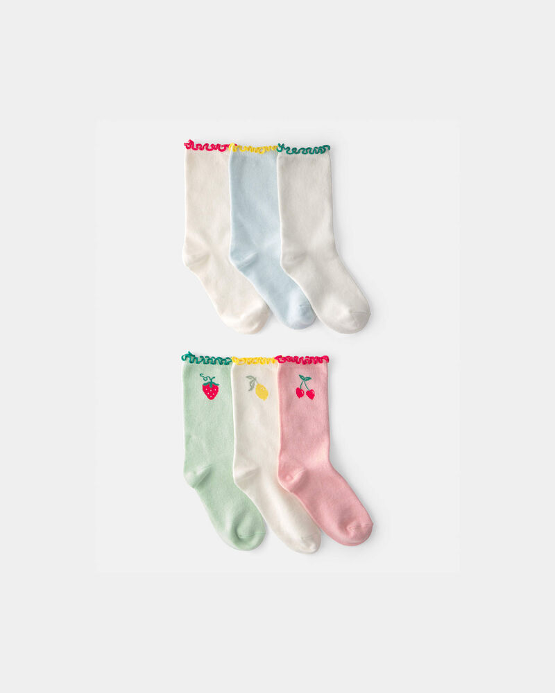 Filles - 6 paires de chaussettes mi-mollet, fruits, image 1 sur 1 diapositives
