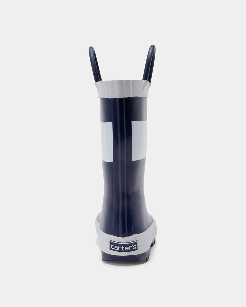 Toddler Boy Striped Rain Boots - Navy/White, image 3 of 6 slides