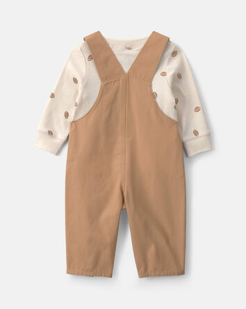 Baby Boy 2-Piece Football Long-Sleeve Overall Set - Brown, 