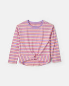 Filles - Haut manches longues &agrave; rayures &ndash; Rose/Mauve, image 1 sur 2 diapositives