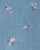 Girls Floral Embroidered Denim Wrap Skort - Medium Wash, image 8 of 9 slides