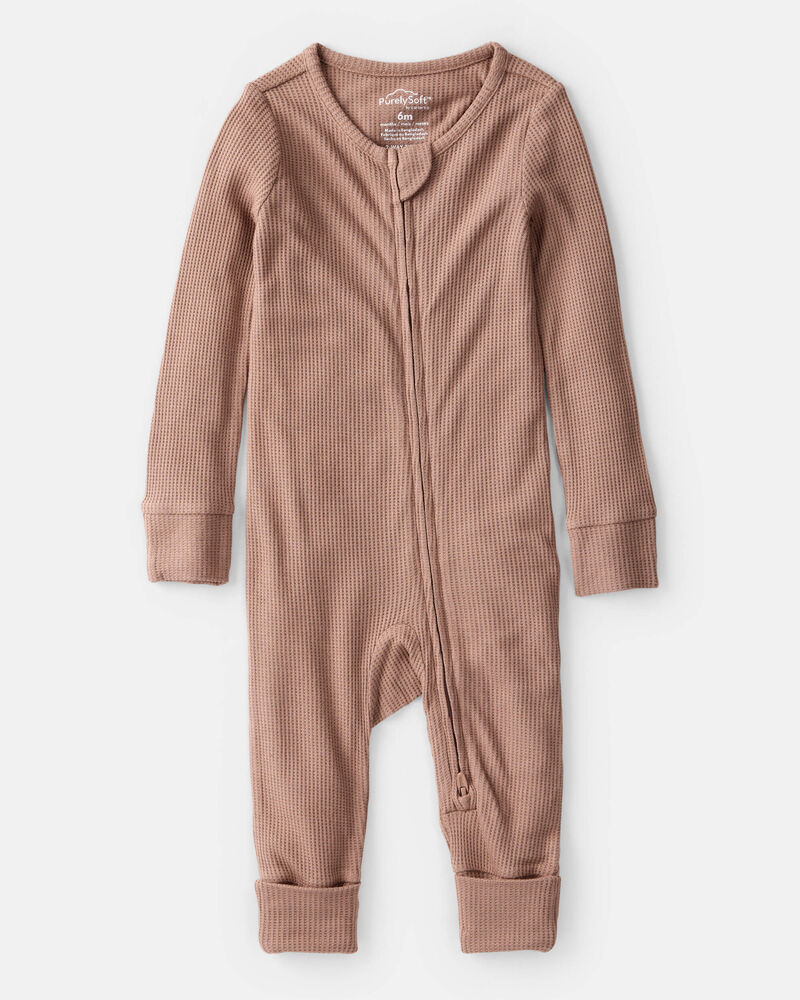 Baby Solid PurelySoft Long-Sleeve 2-Way Zip Sleeper - Brown, image 1 of 8 slides