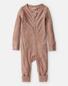 Baby Solid PurelySoft Long-Sleeve 2-Way Zip Sleeper - Brown, image 1 of 8 slides