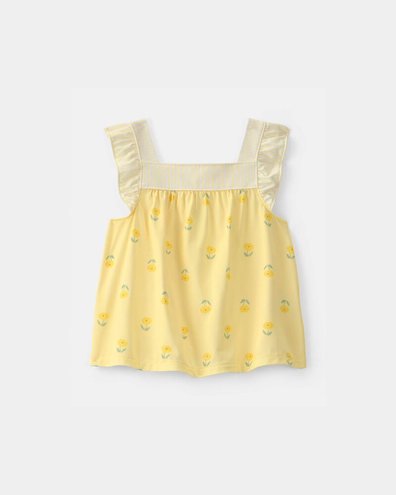 Tout-petit fille - Pyjama ample 2 pi&egrave;ces sans manches, fleurs - Jaune, image 3 sur 4 diapositives