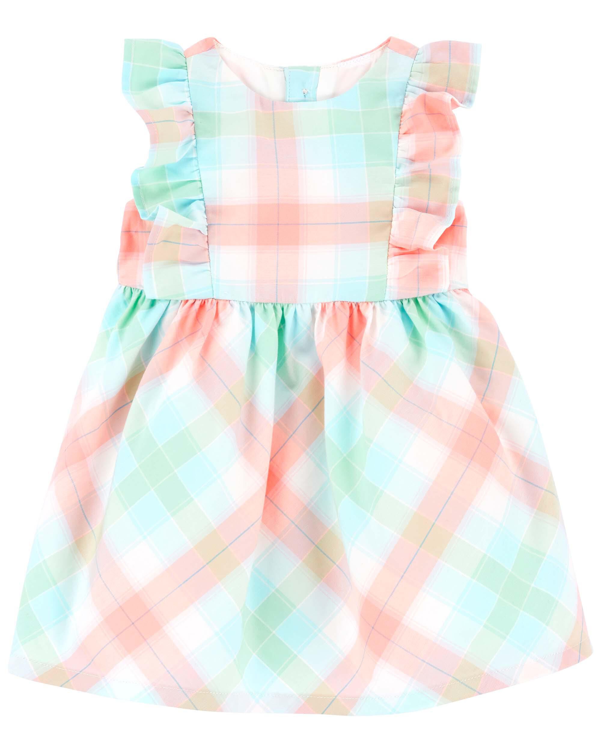 Multi Baby Plaid Flutter Dress Carter s Oshkosh Canada