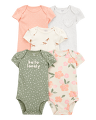 Baby Girl 5-Pack Floral Horses Short-Sleeve Cotton Bodysuits, image 1 of 9 slides