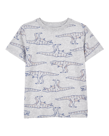 Kid Dinosaur Print Woven Short-Sleeve Tee, 