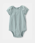 Baby Girl Eyelet Solid Bodysuit - Green, image 1 of 3 slides