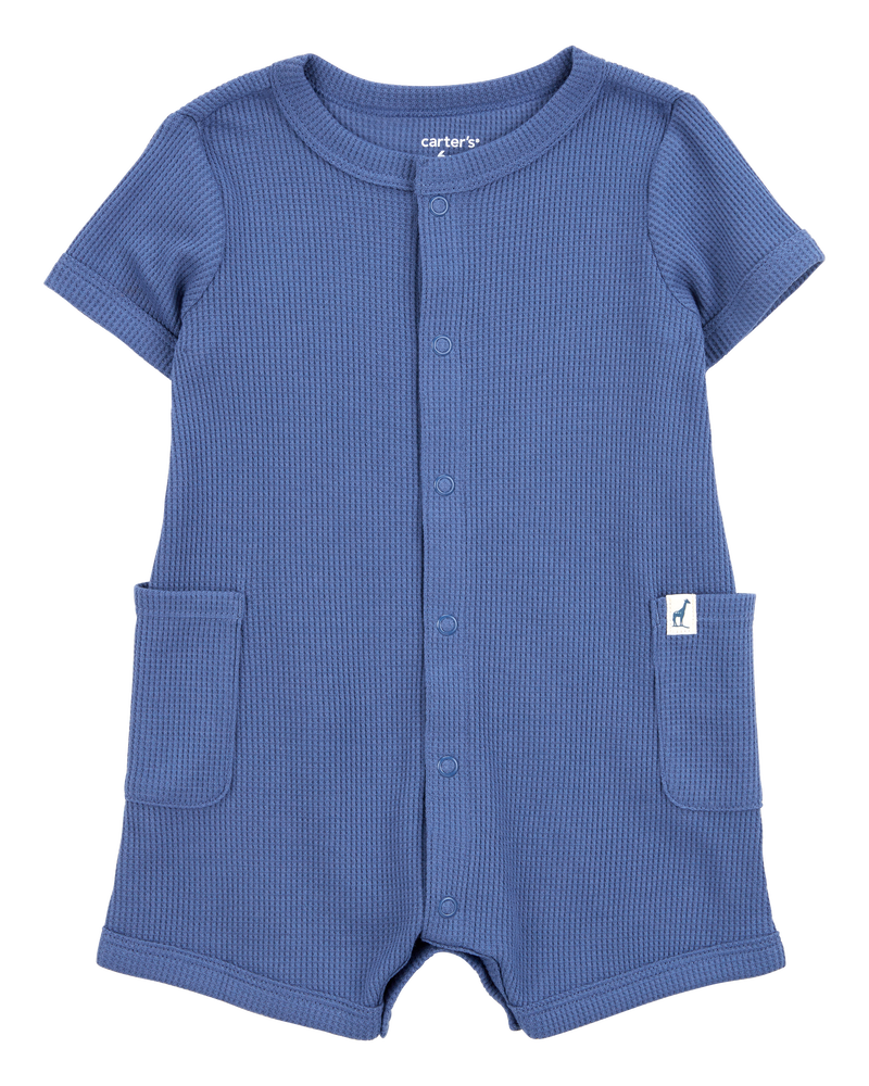 Baby Boy Short-Sleeve Romper - Navy, image 1 of 4 slides