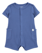 Baby Boy Short-Sleeve Romper - Navy, image 1 of 4 slides