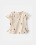 Tout-petit fille - Haut manches courtes &agrave; motif floral - Cr&egrave;me, image 1 sur 2 diapositives