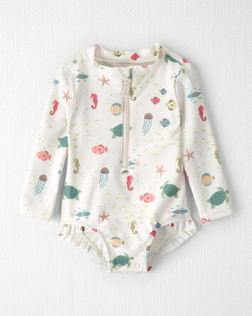 Baby Girl Recycled Rashguard Swimsuit in Under the Sea, 