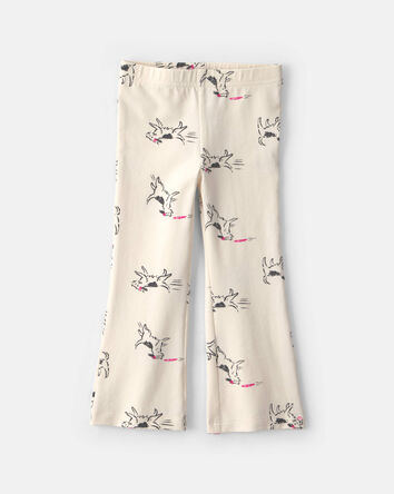 Toddler Girl Dog Cotton Pull-On Stretch Flare Leggings - Cream, 